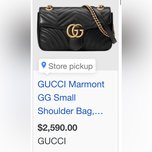 Gucci bag GG MARMONT SMALL SHOULDER BAG purse Black calfskin leather - Picture 2 of 12